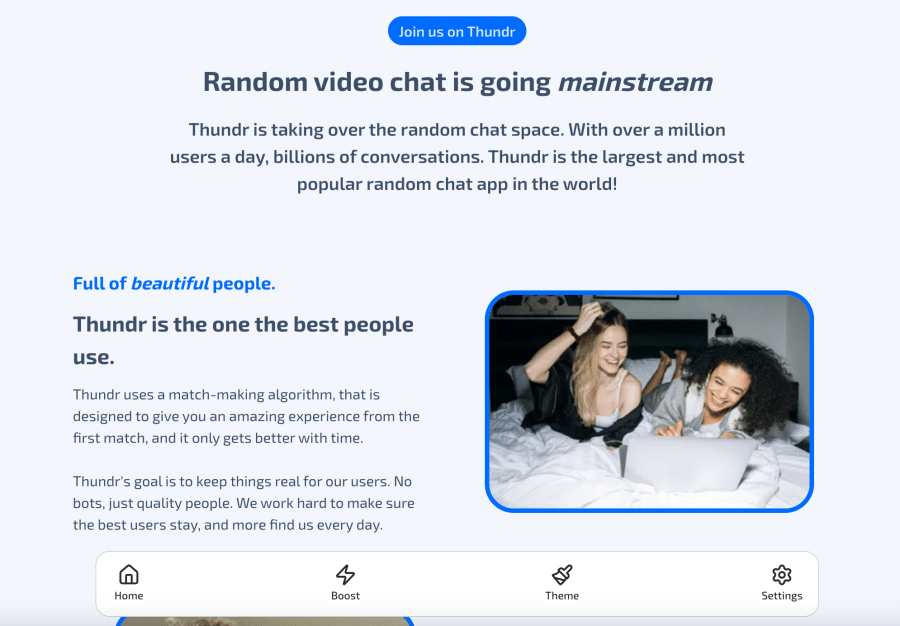 1v1 video chat on thundr