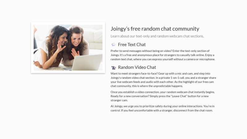 Joingy connects you instantly with strangers via anonymous video or text.