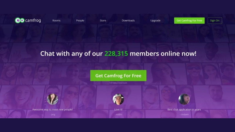 Camfrog lets you meet people worldwide through instant video calls, group chats, and messaging, with or without a webcam.