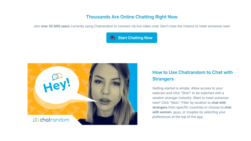 Chatrandom offers instant, safe, and interest-based video chats with strangers—no registration needed.