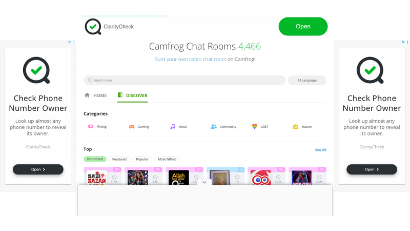 Camfrog lets you quickly find friends, join rooms, or create private ponds for easy 1v1 or group video chats.