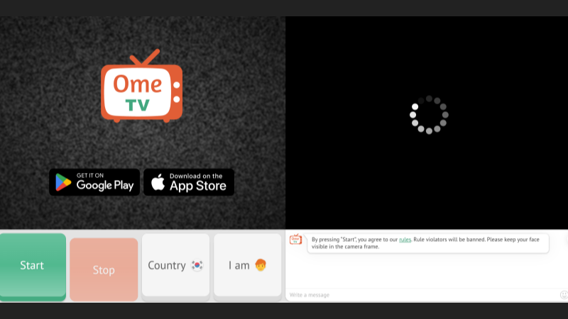 OmeTV live random video chat interface