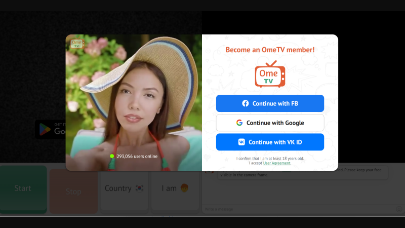 OmeTV live random video chat interface
