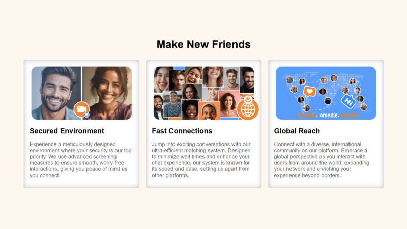 Omegle random one-on-one chat with AI-powered matching and interest-based connections