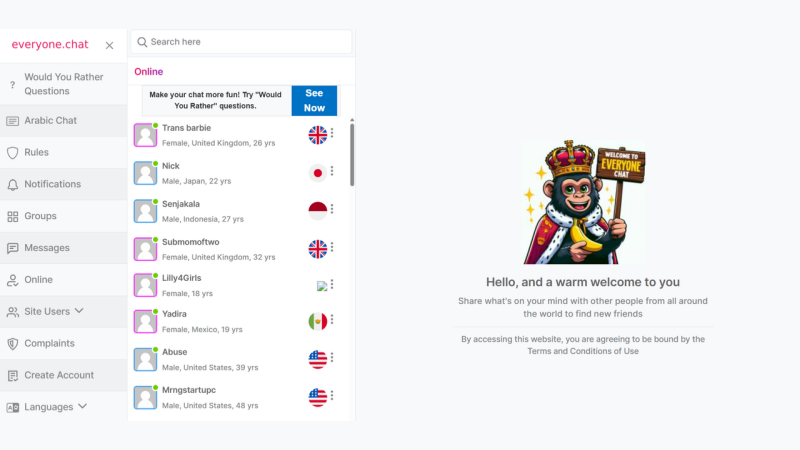 Join unlimited, moderated chat rooms for free