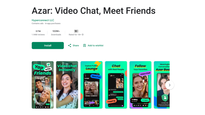 Azar gives instant video chats with a safety blur feature.
