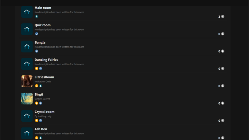 Once logged in, you can choose from multiple chat rooms to start interacting.