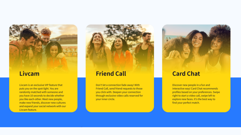 Chat with users from 190+ countries and filter by region.