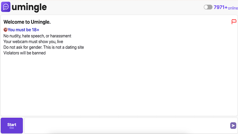 chat interface of Umingle