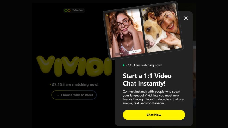 Vividi offers instant swipe-to-chat video connections with strong safety and moderation.
